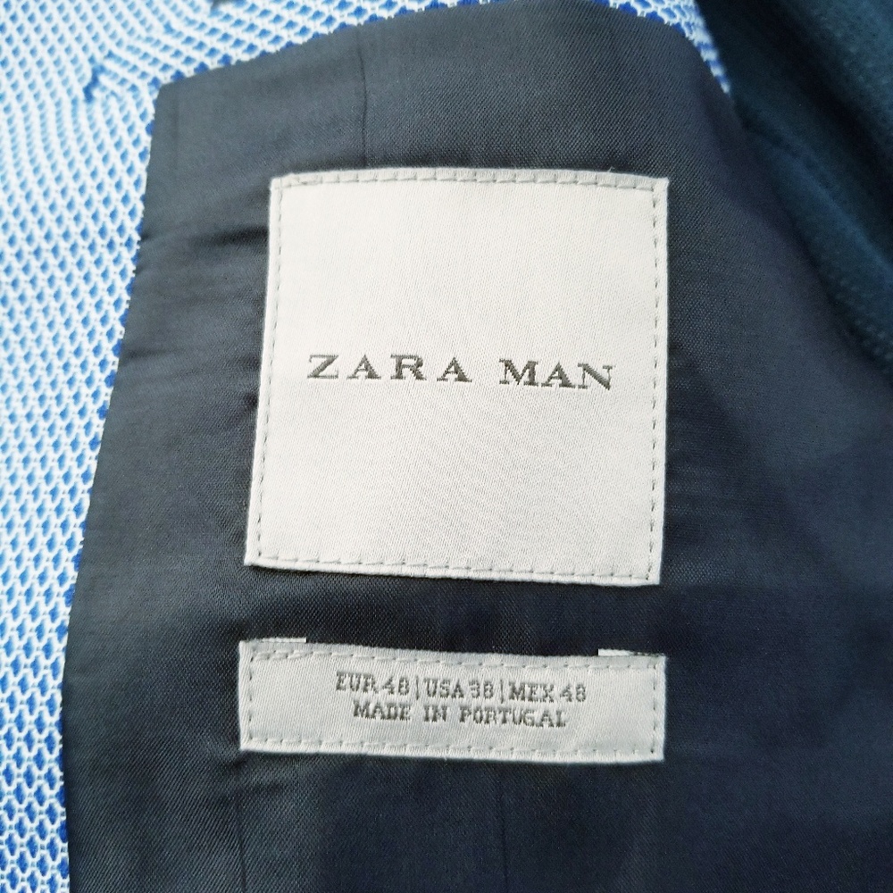 Zara blue textured blazer - Picture 3 of 3